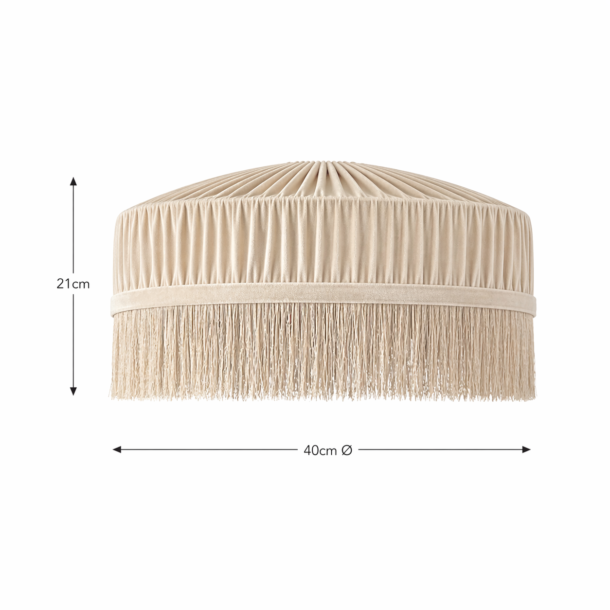 CGC Cream Victoria Velvet Fringe Lampshade – Pleated Tassel Pendant Light Shade
