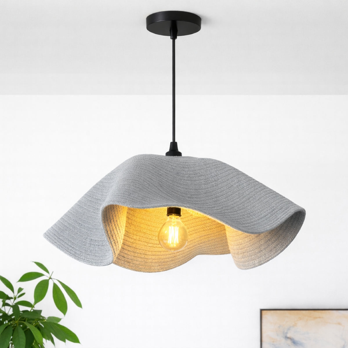 CGC Flora 78cm Grey Large Floppy Fabric Lampshade