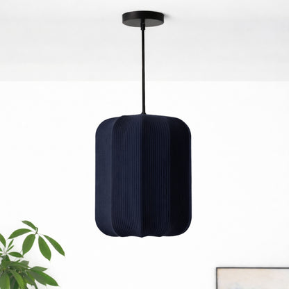 CGC LILA Navy Cylinder Ribbed Stretch Cotton Fabric Lampshade