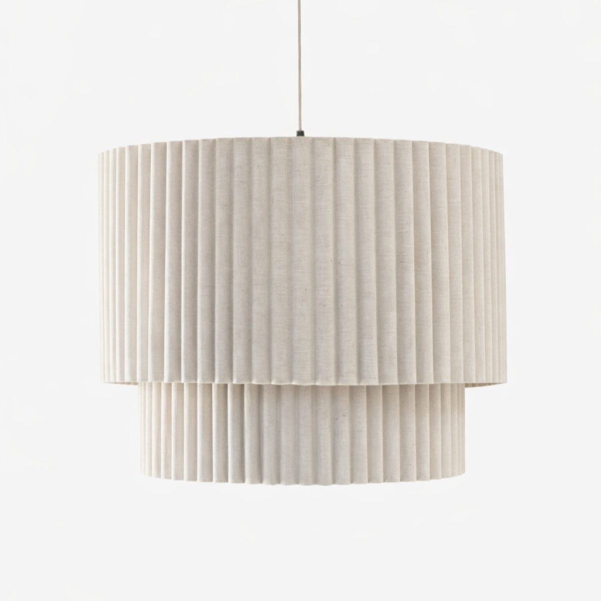 CGC Allegra Oatmeal Linen Fine Scallop Two Tier Extra Large Layer Drum Lampshade