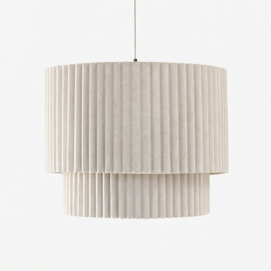 CGC Allegra Oatmeal Linen Fine Scallop Two Tier Extra Large Layer Drum Lampshade
