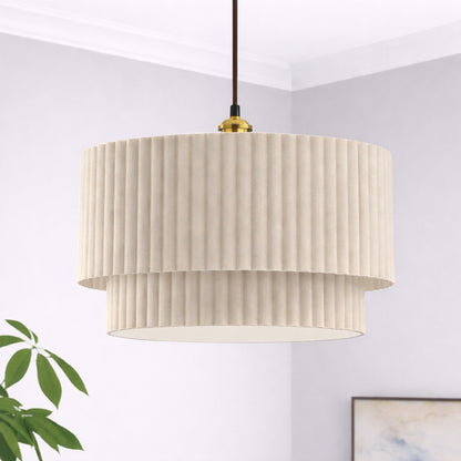 CGC Allegra Oatmeal Linen Fine Scallop Two Tier Extra Large Layer Drum Lampshade