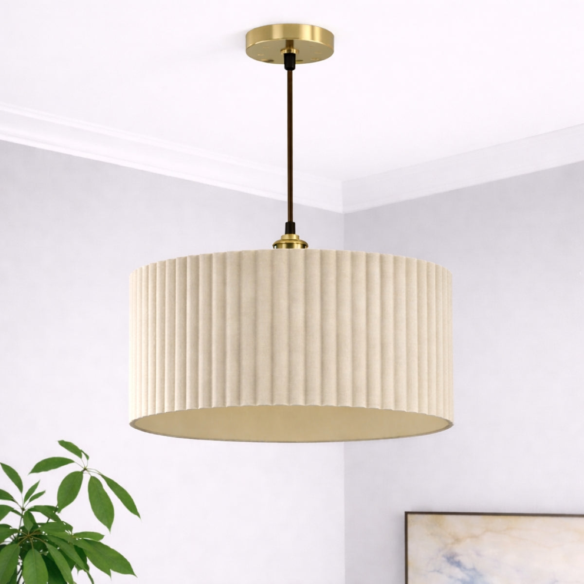 CGC Allegra Oatmeal Linen Fine Scallop Extra Large Drum Lampshade