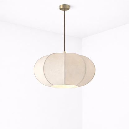 CGC LIBBY Large Oatmeal Rounded Stretch Linen Fabric Lampshade