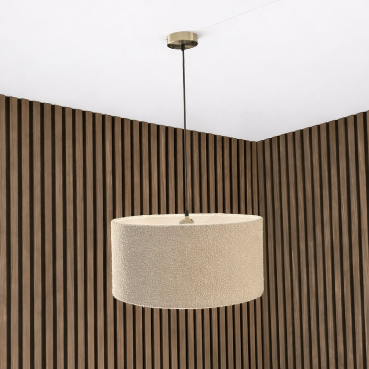 CGC PETRA 45cm Large Light Brown/Taupe Boucle Ceiling or Table Lamp Shade