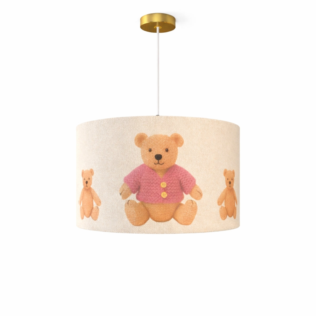 CGC BLAKE 45cm Oatmeal Linen Pink Teddy Bear Childrens Lamp Shade