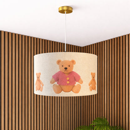 CGC BLAKE 45cm Oatmeal Linen Pink Teddy Bear Childrens Lamp Shade