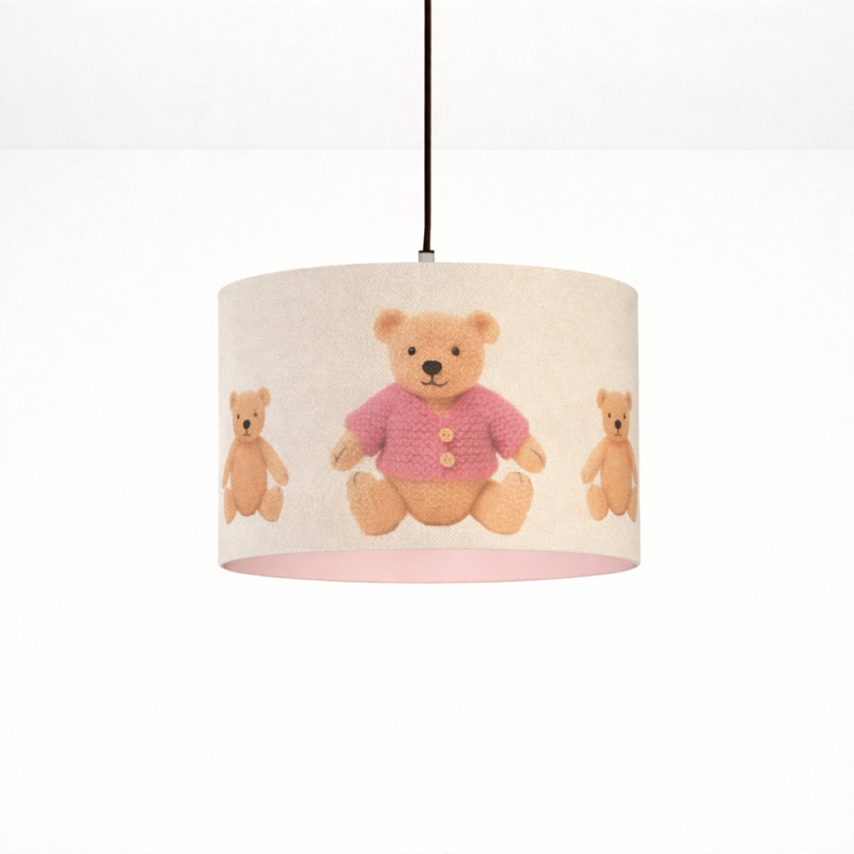 CGC BLAKE 30cm Oatmeal Linen Pink Teddy Bear Childrens Lamp Shade