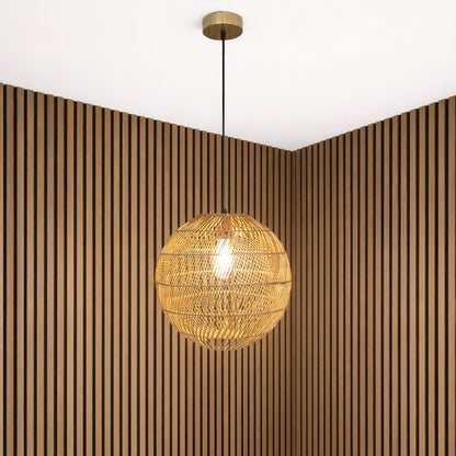 CGC ARIBA Brown 35cm Round Globe Rattan Weave Lampshade