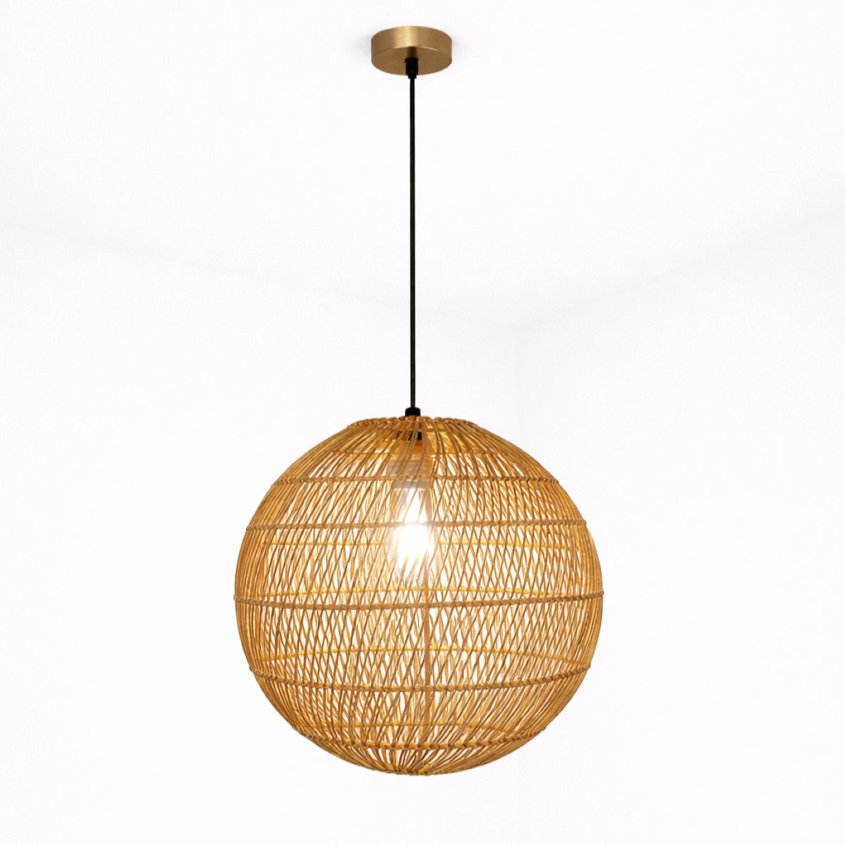 CGC ARIBA Brown 35cm Round Globe Rattan Weave Lampshade