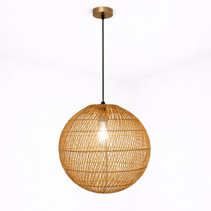 CGC ARIBA Brown 35cm Round Globe Rattan Weave Lampshade