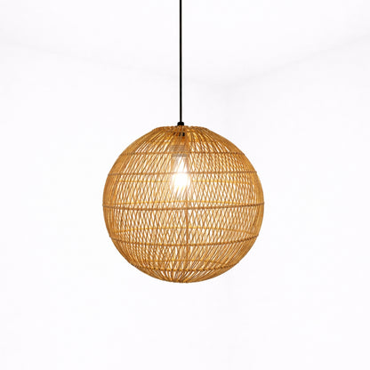 CGC ARIBA Brown 35cm Round Globe Rattan Weave Lampshade
