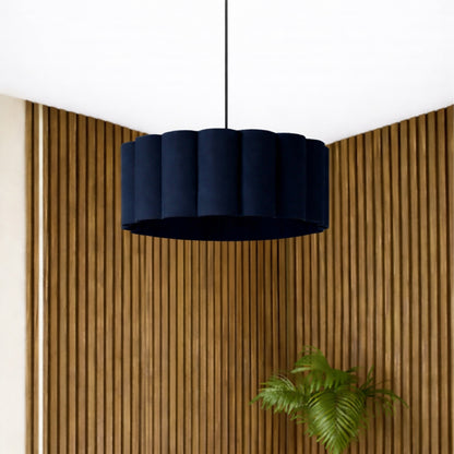 CGC Maria Scalloped Navy Drum Lampshade Large 48cm