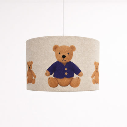 CGC BLAKE 30cm Oatmeal Linen Blue Teddy Bear Childrens Lamp Shade