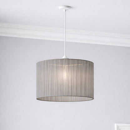 CGC Sylvie Silk Pleated Grey Round Drum Lamp Shade