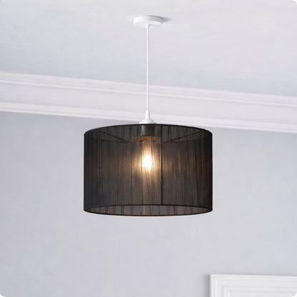 CGC Sylvie Silk Pleated Black Round Drum Lamp Shade