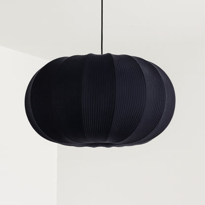 CGC LILA Navy Oval Ribbed Stretch Cotton Fabric Lampshade