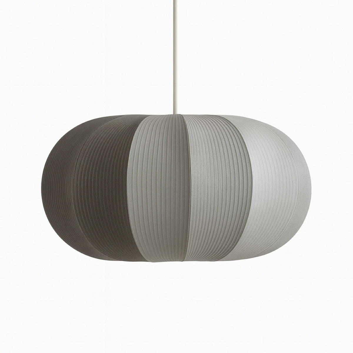 CGC LILA Grey Oval Stretch Ribbed Cotton Fabric Lampshade