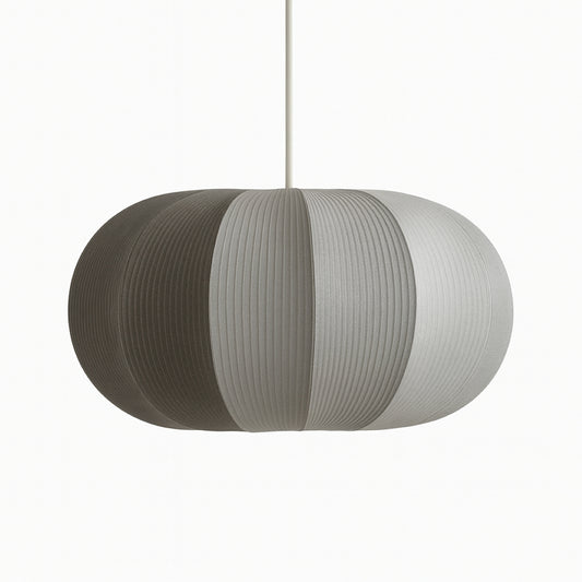 CGC LILA Grey Oval Stretch Ribbed Cotton Fabric Lampshade