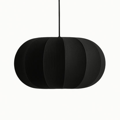 CGC LILA Black Oval Stretch Ribbed Cotton Fabric Lampshade