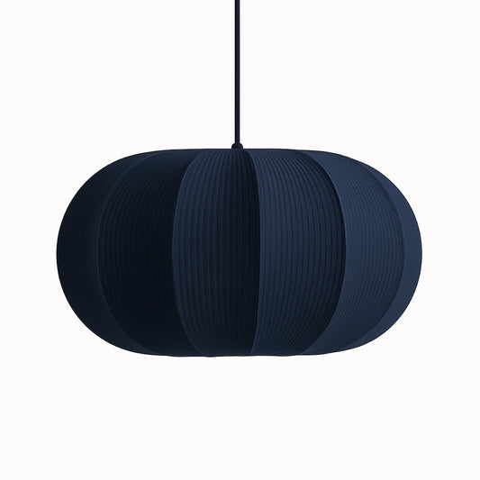 CGC LILA Navy Oval Ribbed Stretch Cotton Fabric Lampshade