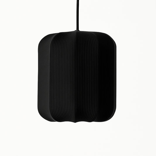 CGC LILA Black Cylinder Ribbed Stretch Cotton Fabric Lampshade