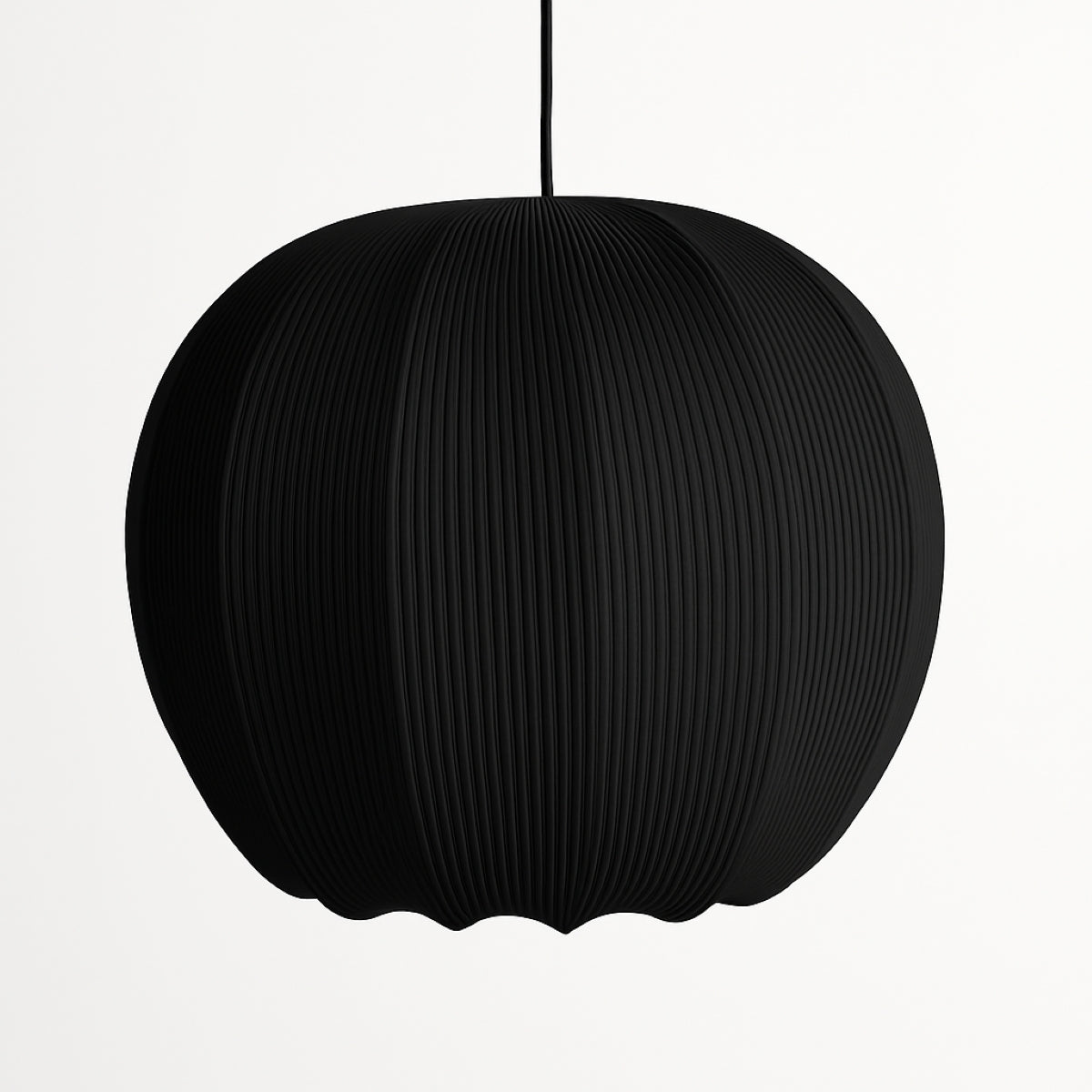 CGC LILA Black Rounded Ribbed Stretch Cotton Fabric Lampshade