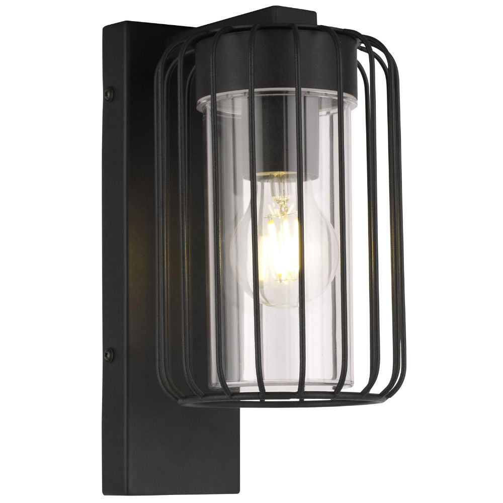 CGC Alvin Black Outdoor Cage Wall Lantern Light with Clear Diffuser IP54