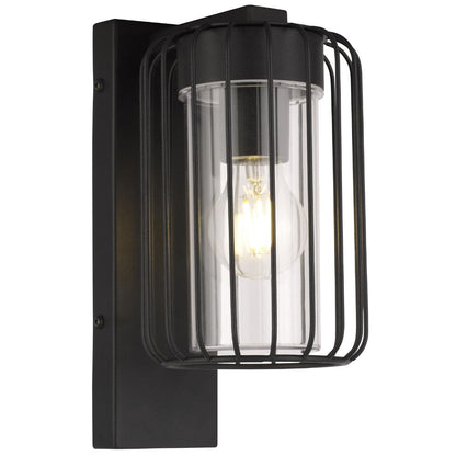 CGC Alvin Black Outdoor Cage Wall Lantern Light with Clear Diffuser IP54
