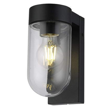 CGC Rowan Black Outdoor Wall Lantern Light with Clear Diffuser IP54