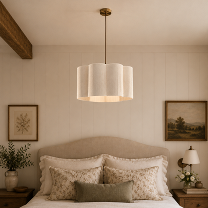 CGC Caterina Scalloped Cream Fine String Drum Lampshade Large 40cm