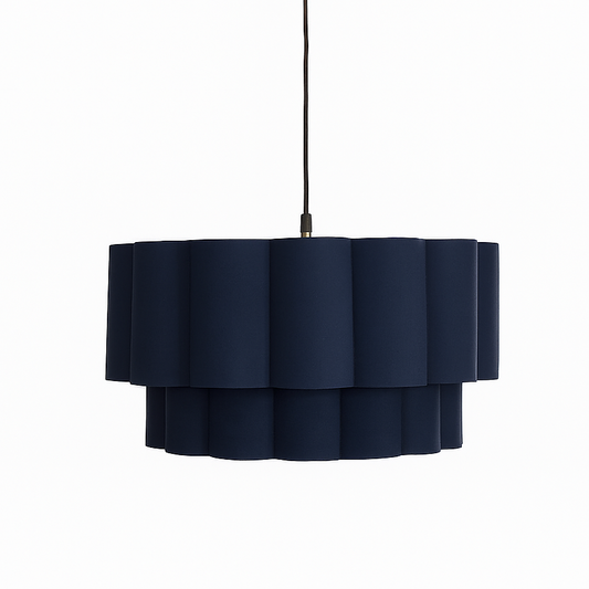 CGC Selina Scalloped Two Tier Navy Drum Lampshade Large 48cm