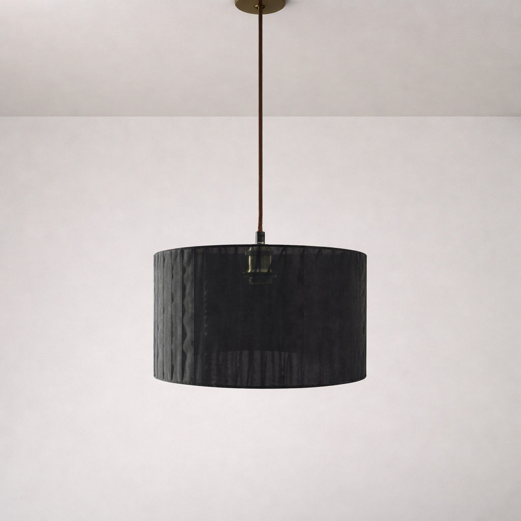 CGC Sylvie Silk Pleated Black Round Drum Lamp Shade