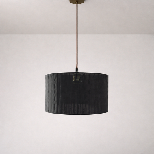 CGC Sylvie Silk Pleated Black Round Drum Lamp Shade