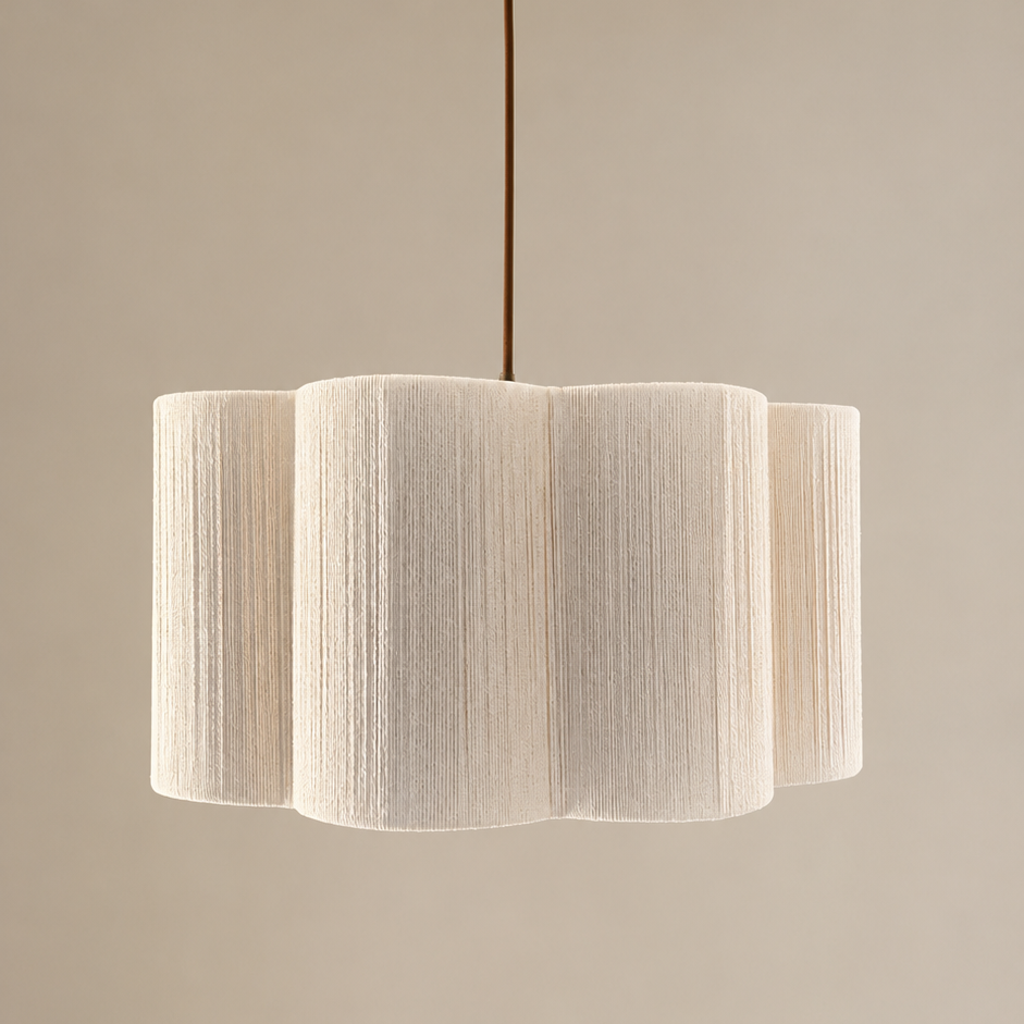 CGC Caterina Scalloped Cream Fine String Drum Lampshade Large 40cm