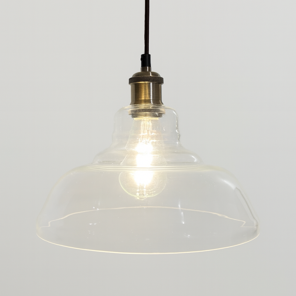 CGC GISELLE Clear Glass Dome Diner Lampshade