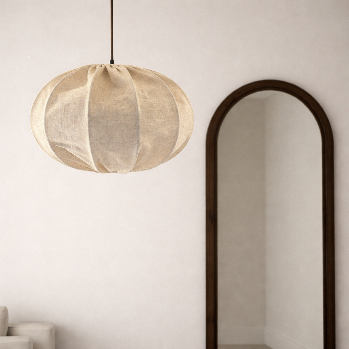 CGC Serafina Large Oval Oatmeal Loose Linen Fabric Lampshade