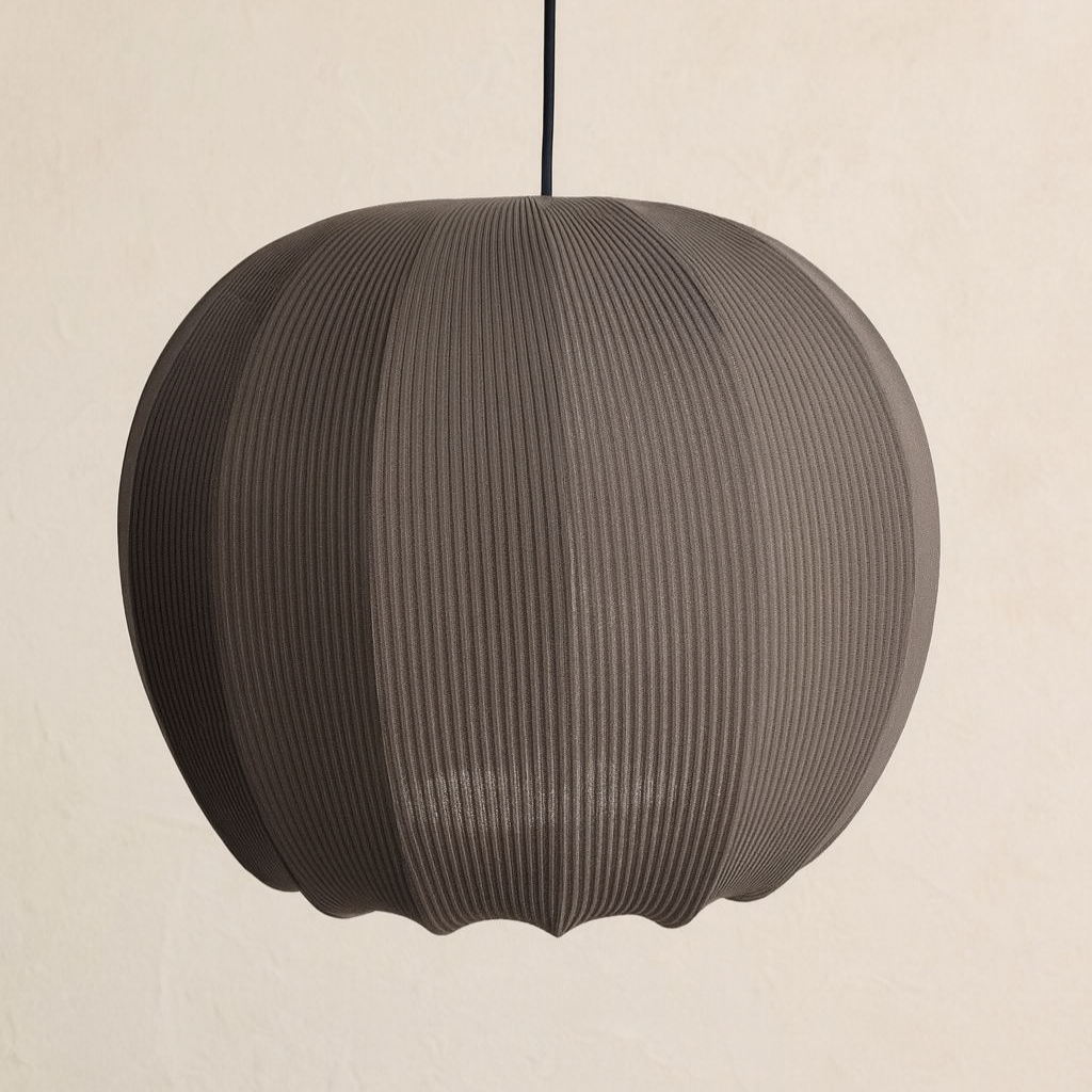 CGC LILA Grey Rounded Ribbed Stretch Cotton Fabric Lampshade