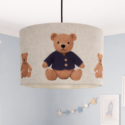 CGC BLAKE 30cm Oatmeal Linen Blue Teddy Bear Childrens Lamp Shade