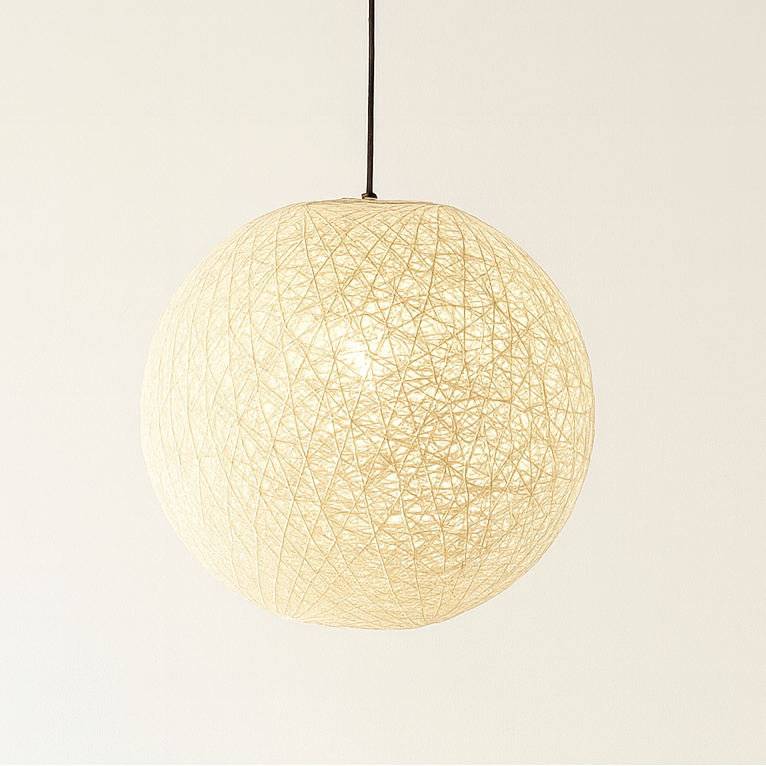 CGC CLARA Cream Large 40cm Round Globe Rattan Weave Lampshade
