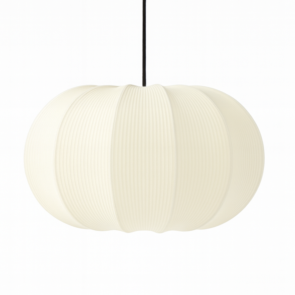 CGC LILA Cream Oval Stretch Ribbed Cotton Fabric Lampshade