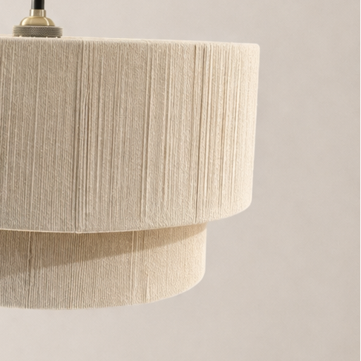 CGC Savina Cream Fine Cotton String Large Two Tier Layered Drum Lampshade