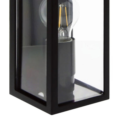 Our Marina black aluminum outdoor wall mounted lantern outdoor light with clear polycarbonate diffusers would look perfect in a modern or more traditional home design. Outside wall lights can provide atmospheric light in your garden, at the front door or on the terrace as well as a great security solution. It is designed for durability and longevity with its robust material producing a fully weatherproof and water resistant light fitting.