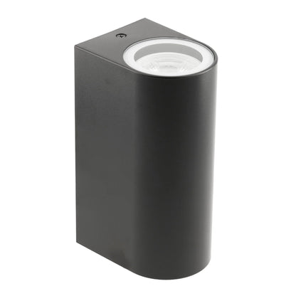 Our Eileen black wall mounted curved double outdoor spotlight light would look perfect in a modern or more traditional home design. Outside wall lights can provide atmospheric light in your garden, at the front door or on the terrace as well as a great security solution. It is designed for durability and longevity with its robust material producing a fully weatherproof and water resistant light fitting.