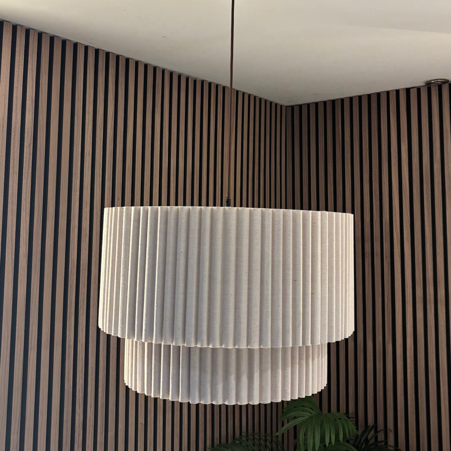 CGC Allegra Oatmeal Linen Fine Scallop Two Tier Extra Large Layer Drum Lampshade