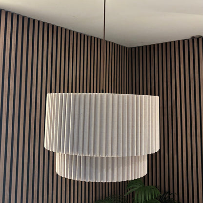 CGC Allegra Oatmeal Linen Fine Scallop Two Tier Extra Large Layer Drum Lampshade