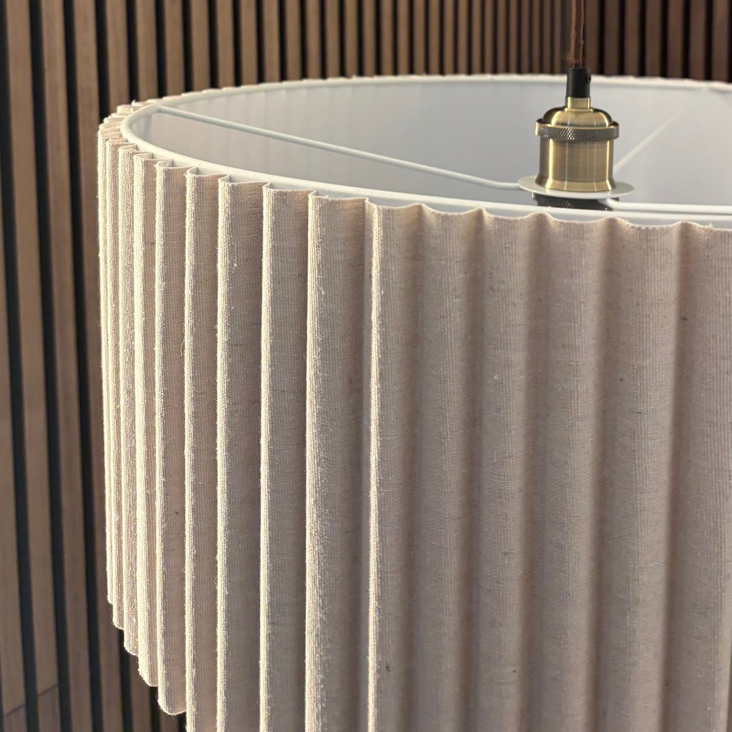 CGC Allegra Oatmeal Linen Fine Scallop Two Tier Extra Large Layer Drum Lampshade