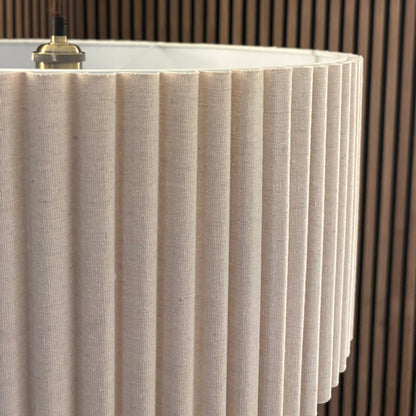 CGC Allegra Oatmeal Linen Fine Scallop Two Tier Extra Large Layer Drum Lampshade