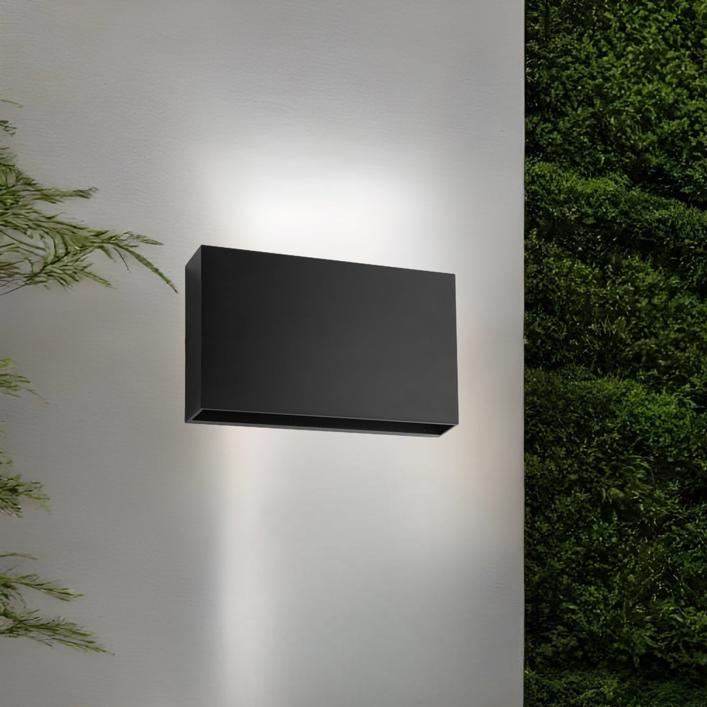 Elegant and modern rectangle design, polycarbonate body which is weather and rust proof with black finish.