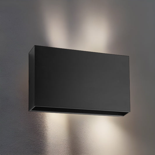 Elegant and modern rectangle design, polycarbonate body which is weather and rust proof with black finish.